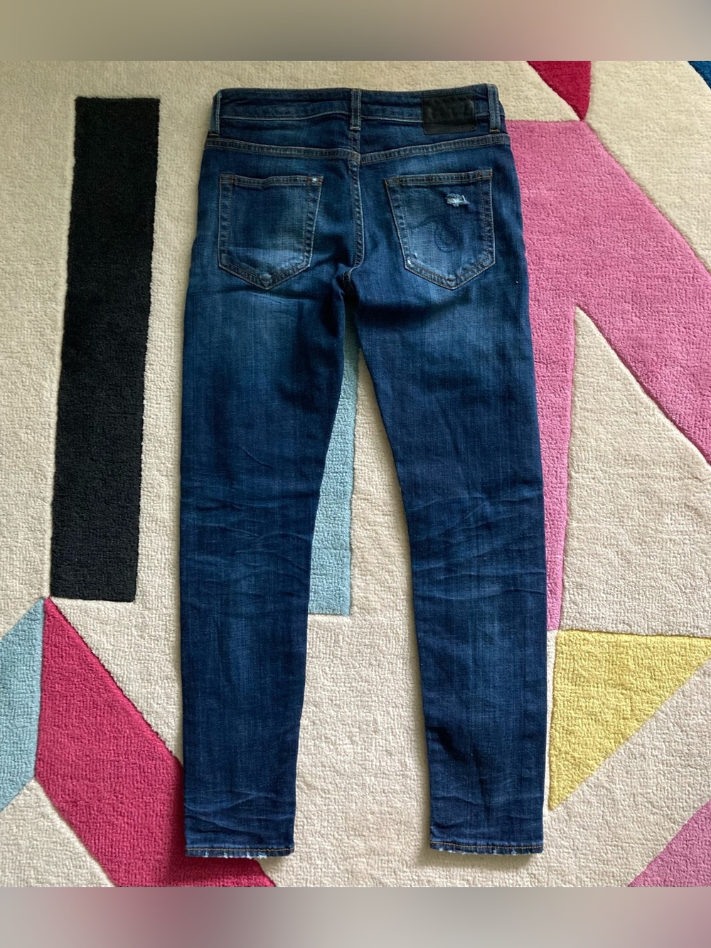 R13 Distressed Boy Skinny Jeans Low Rise Seattle Vintage Blue Distressed Dark 24 - Picture 4 of 9